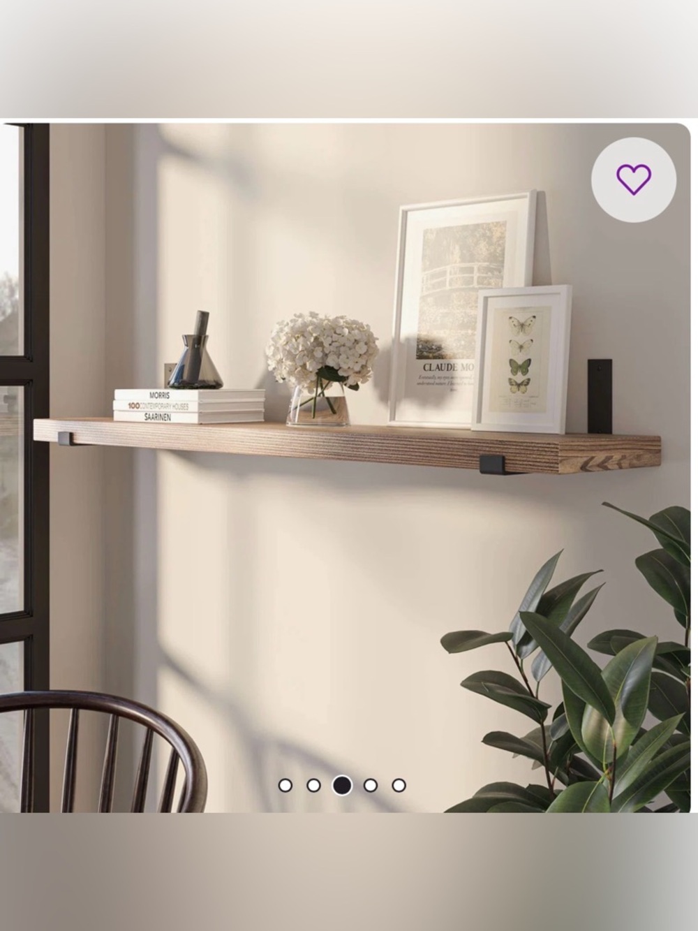 Minimal Floating Wood Wall Shelf - Natural Brown